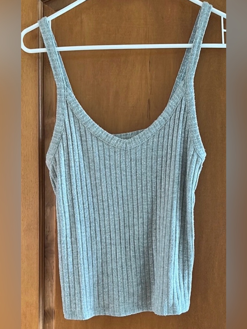 American Eagle Heather Gray Ribbed Knit Cropped Tank Top Cami Size S 🩶